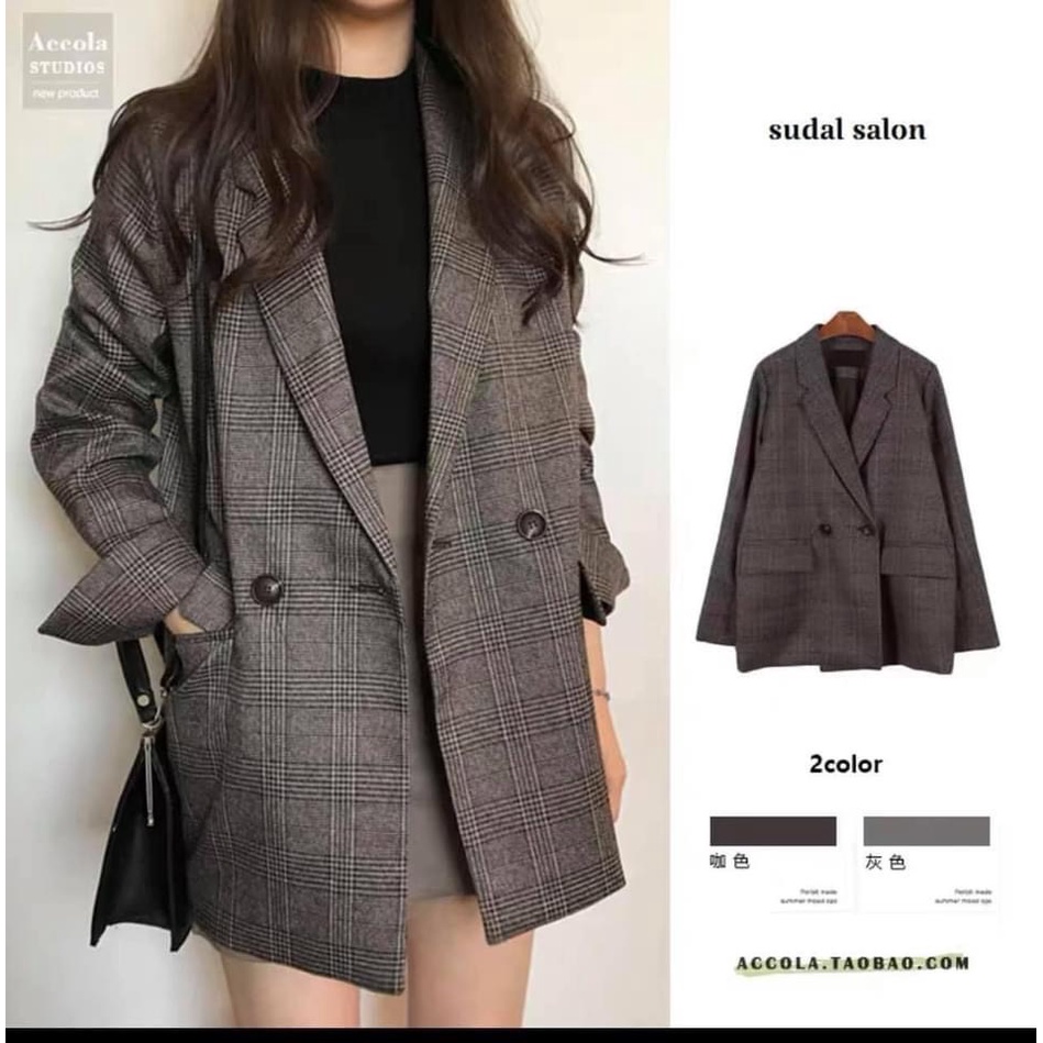 [ẢNH THẬT]Áo blazer Kẻ Xẻ Tay sang chảnh màu đen trơn, mầu trắng - dáng suông rộng trượt vạt bầu dáng rộng- áo khoác vét