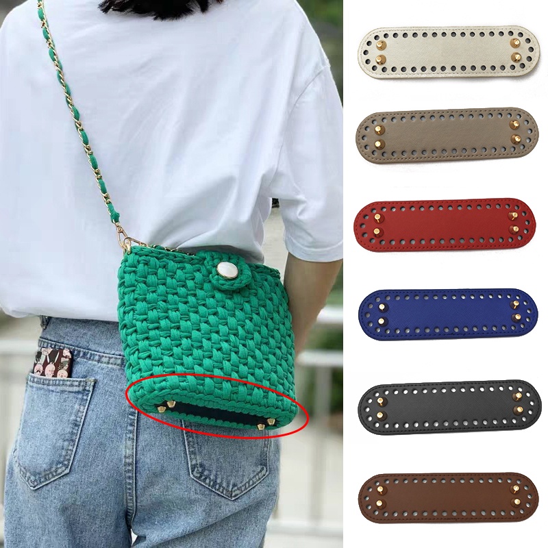 Đáy Túi Xách Da PU Màu Trơn Đính Đinh Tán Hình Oval 18 * 5Cm