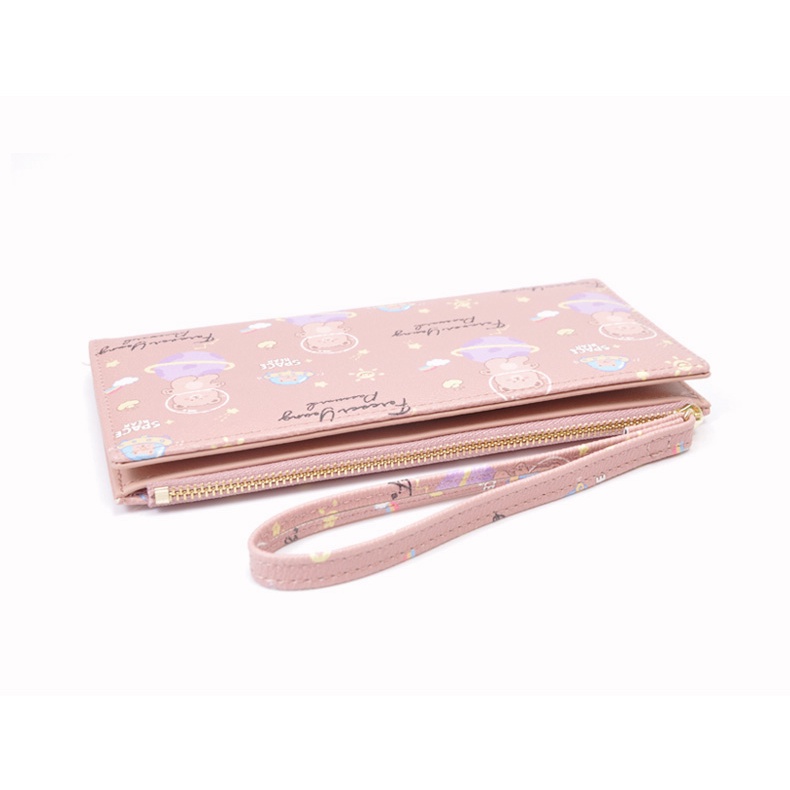 Ví Pierre loues gấp làm hai khóa kéo họa tiết gấu dễ thương đựng thẻ