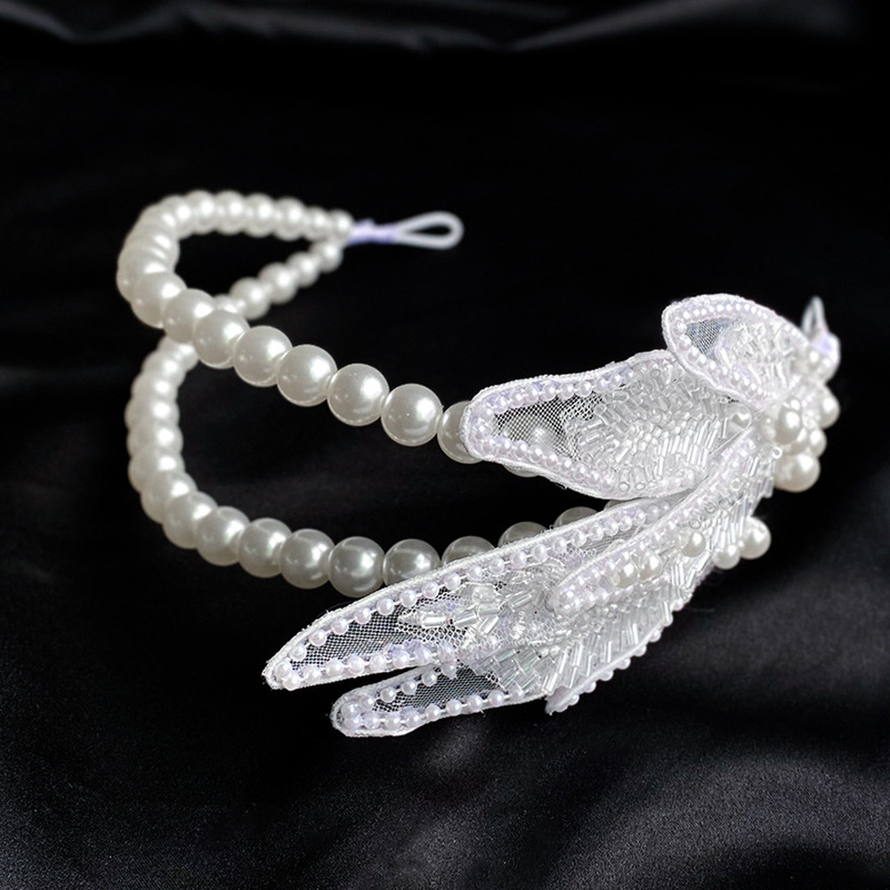 Băng đô hình lá đính pha lê ngọc trai nhân tạo thời trang cho cô dâu