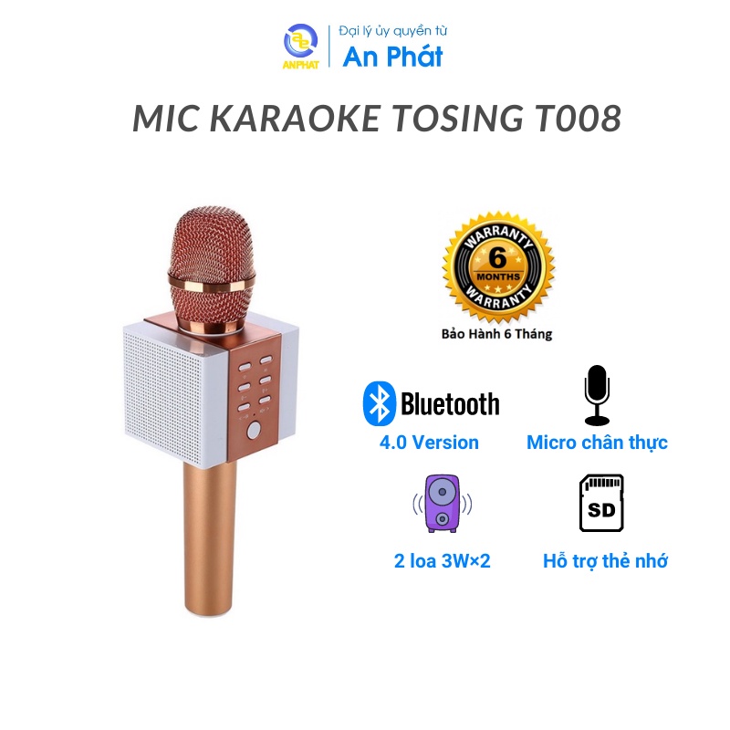 [Mã 33ELSALE hoàn 7% xu đơn 300k] Mic Karaoke TOSING T008 - Bảo hành 6 tháng