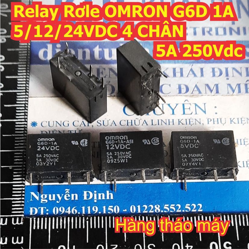 Relay Rơle OMRON G6D 1A 24VDC 12Vdc 5Vdc 4 CHÂN 5A 250Vdc, đế kde8178