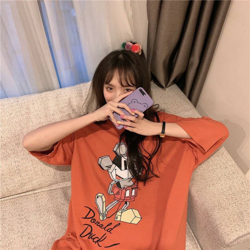 Áo thun tay lỡ Unisex DUCK mickey