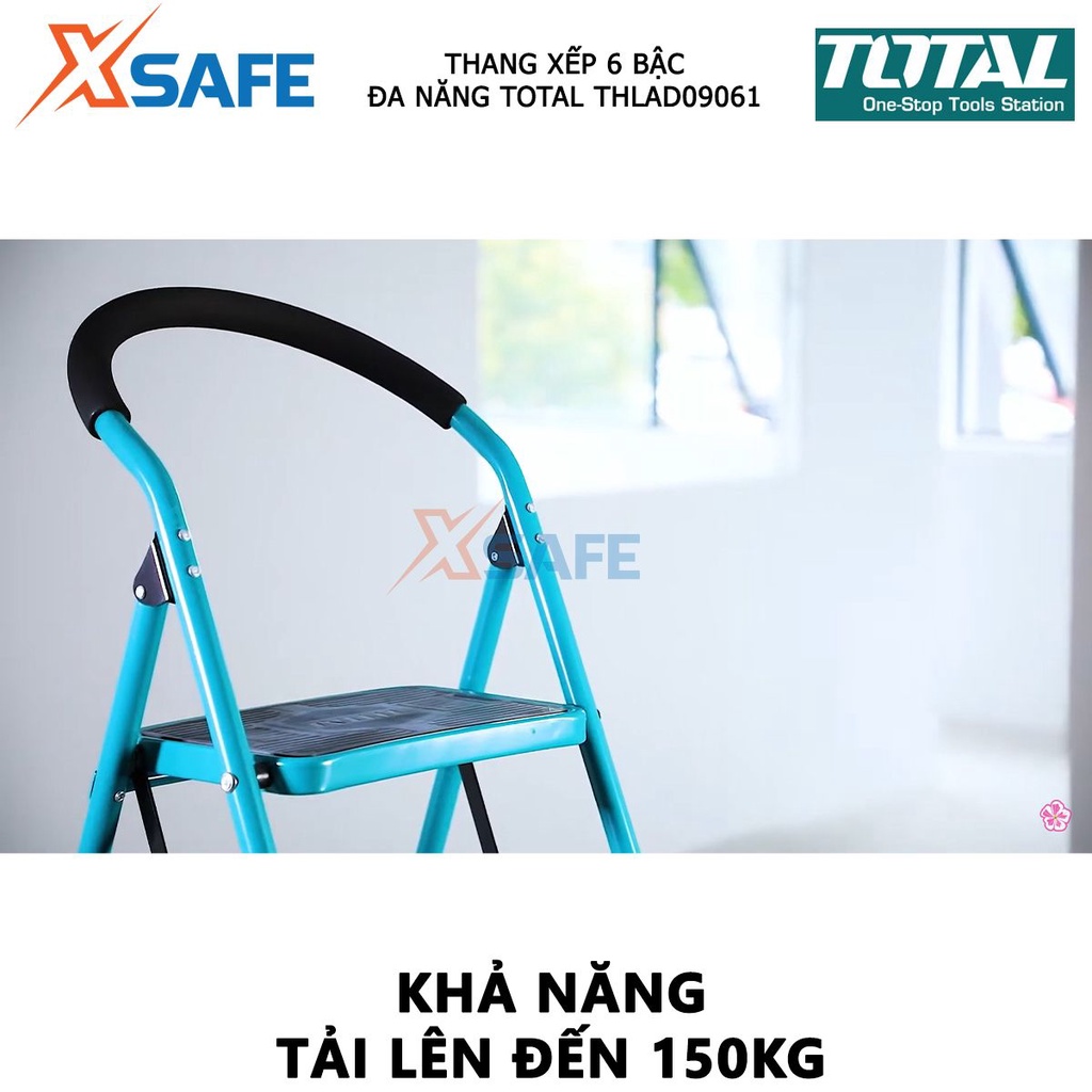 Thang xếp 6 bậc thang đa năng TOTAL THLAD09061 chất liệu bằng thép cứng cáp, độ dày ống thép 0.9mm, khả năng tải 150kg