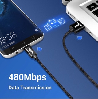 Cáp sạc Type-C & Micro USB & Lightning hiệu TOPK dài 2m