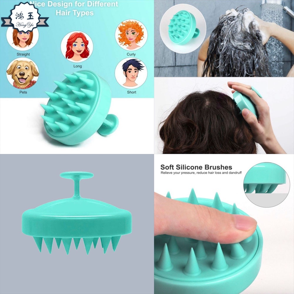 Bàn Chải Silicone Hình Tròn Dùng Gội Đầu Tiện Dụng