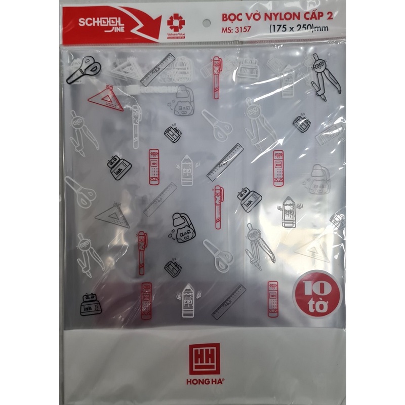 Bọc vở Ni lông cấp II Hồng Hà 175x250mm / Bọc vở kẻ ngang 3157