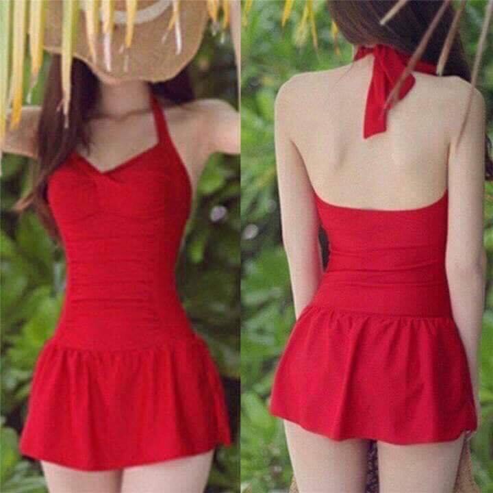 Bikini, Đồ Bơi Đi Biển Một Mảnh Liền Thân Cột Dây Cổ Váy Xòe KG0730 ODERI