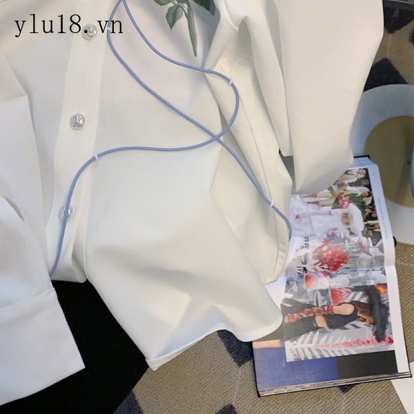 Áo Sơ Mi Trắng Tay Dài Buộc Dây Phong Cách Châu Âu Mẫu Mới 2022 Thời Trang Cho Nữ
