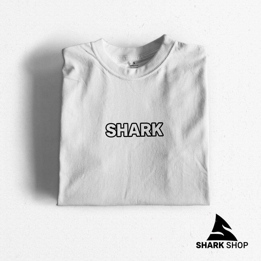 Áo Phông Trắng Basic Cotton họa tiết |SHARK SHOP| Nam Nữ Unisex Tay Lỡ Form Rộng Dày Cổ Tròn | BigBuy360 - bigbuy360.vn