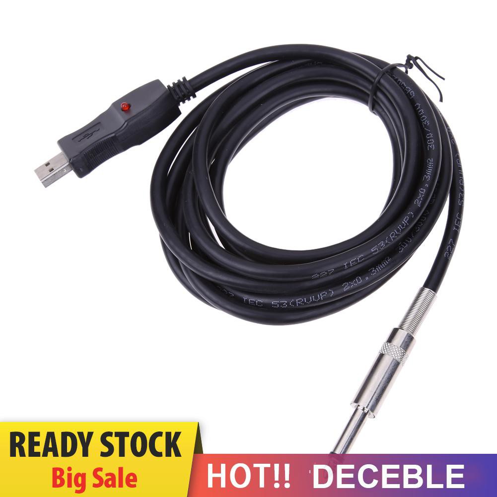 Deceble Guitar Bass 1/4'' 6.3mm To USB Link Connection Instrument Cable Adapter