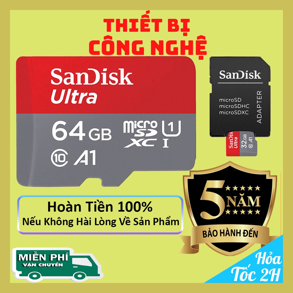 Thẻ nhớ Sandisk 64GB Class 10 667x100MB/s chuyên cho điện thoại,loa đài - Thẻ nhớ 64GB Sandisk | BH 5 Năm 1 đổi 1