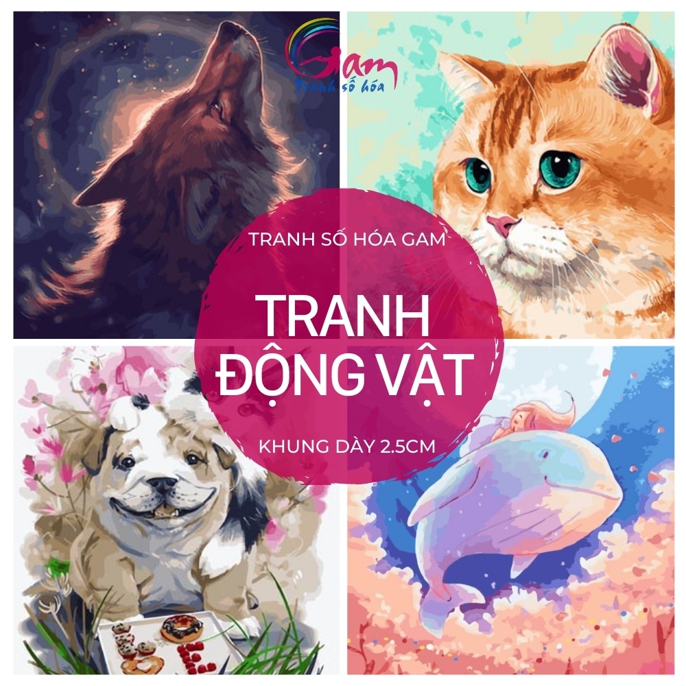 Tranh sơn dầu số hoá Gam ❤️CHUẨN MÀU❤️ tranh động vật thú cưng | BigBuy360 - bigbuy360.vn