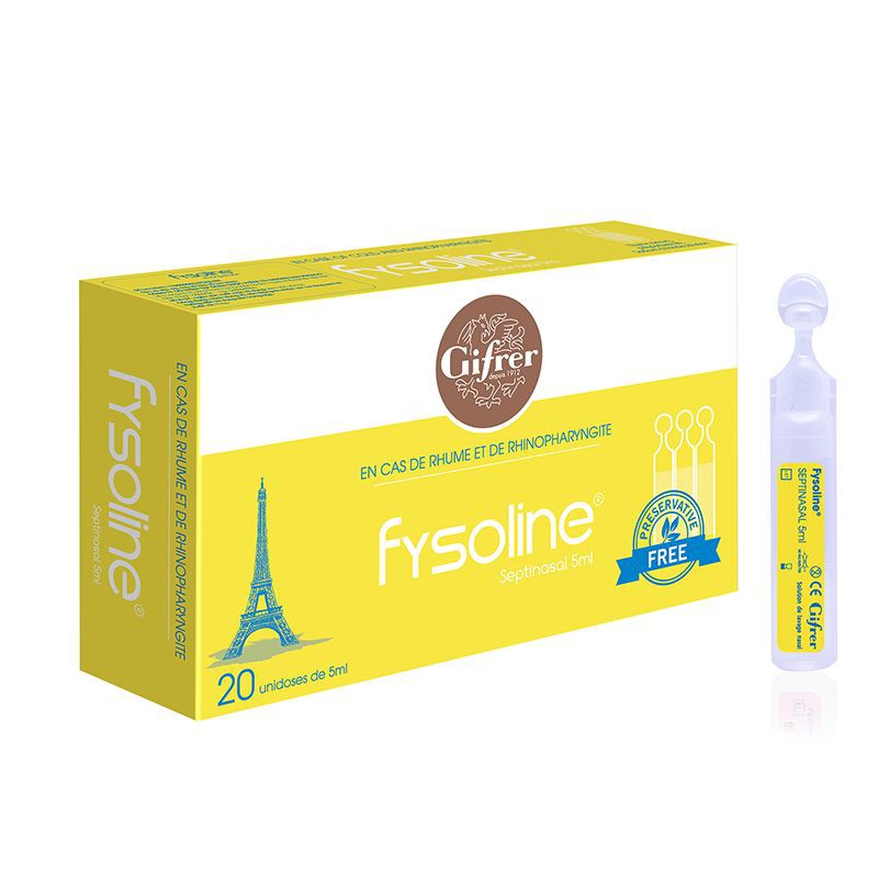 [Chính Hãng] Fysoline Vàng Septinasal ống 5ml (Hộp 20 ống) - Nước muối sinh lý nhỏ mũi kháng khuẩn của Pháp