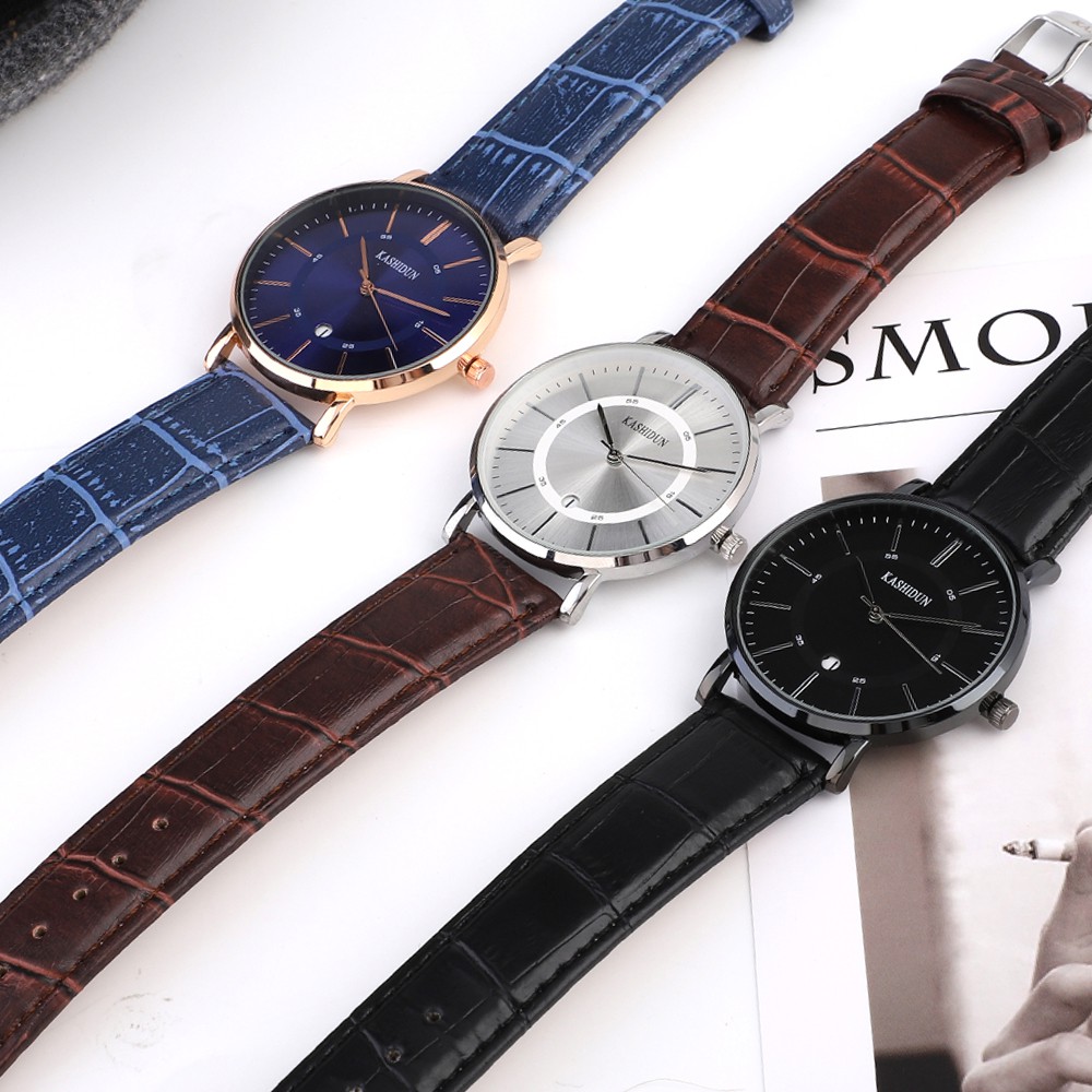 Đồng Hồ Nam KASHIDUN 8106 Dây Da Trẻ Trung có lịch ngày | BigBuy360 - bigbuy360.vn