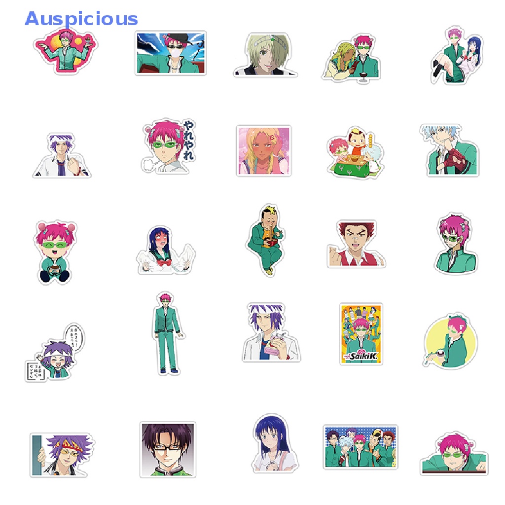 Bộ 50 Sticker Dán Laptop / Ván Trượt / Ván Trượt Họa Tiết Graffiti Saiki Kusuo no Saint-nan