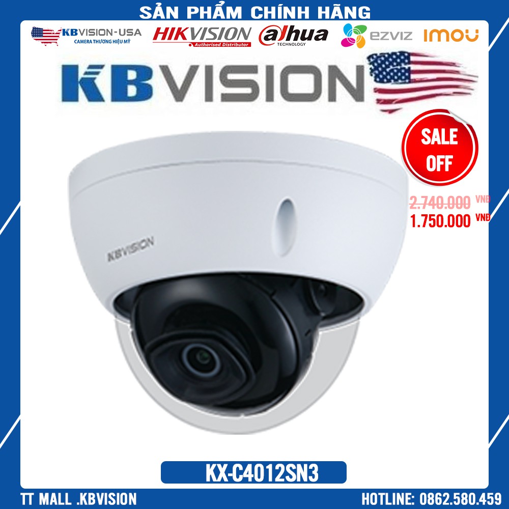 {Giá Ngon Nhất} Camera IP Dome Hồng Ngọai 4.0 Mp KBVISION KX-C4012SN3 Starlight đập tan màn đêm