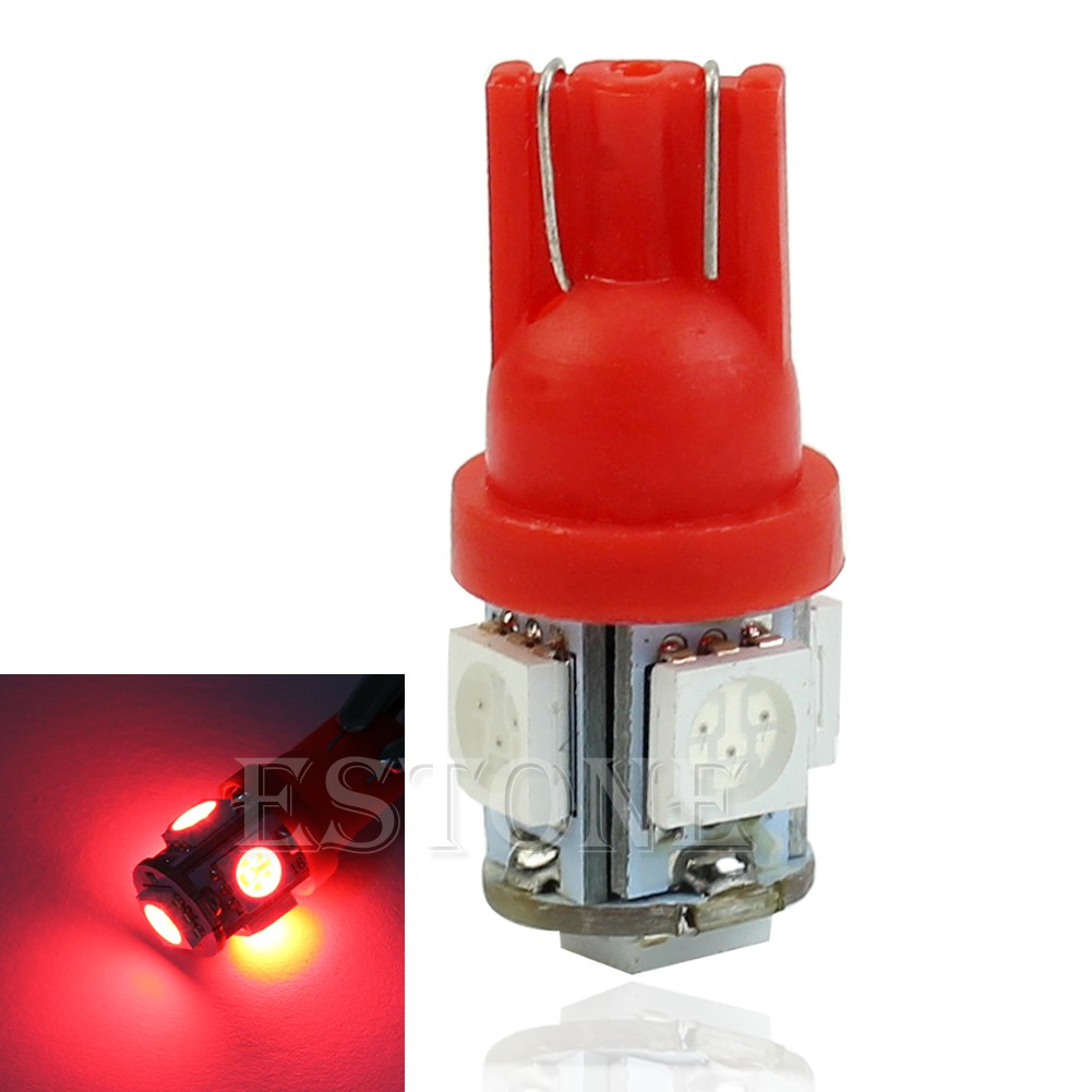 Bóng đèn Xenon T10 5050 5-led SMD 194 168 W5W màu đỏ cho xe hơi