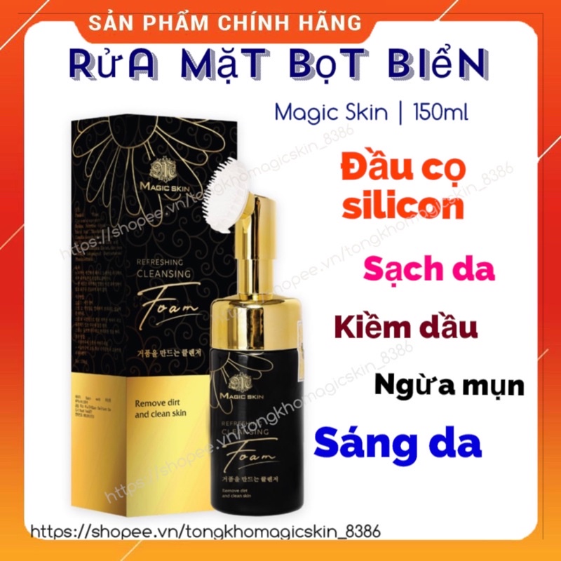 Sữa rửa mặt bọt biển ngừa mụn sáng da Magic Skin tặng 1 băng đô rửa mặt