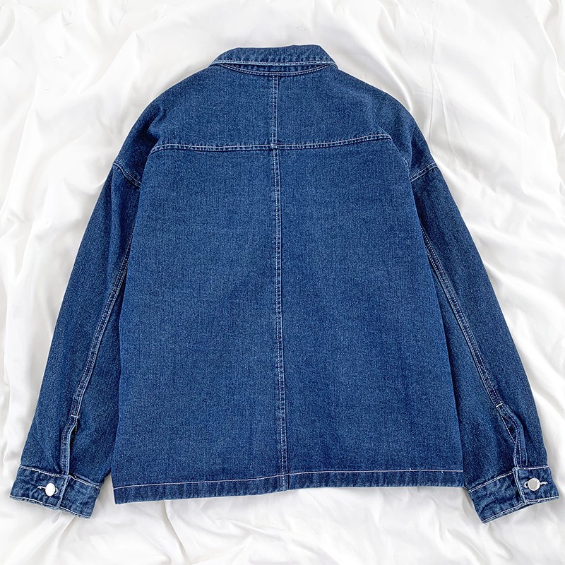Áo Khoác Denim Dài Tay Cổ Chữ V Màu Trơn 37226