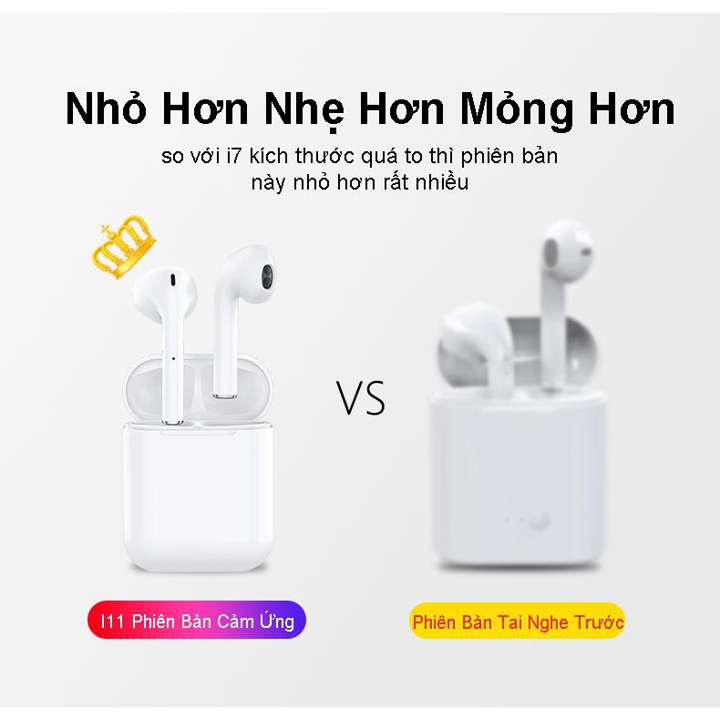 Tai nghe bluetooth i11 bluetooth 5.0 có cảm ứng, Tai nghe không dây cao cấp nút cảm ứng | WebRaoVat - webraovat.net.vn