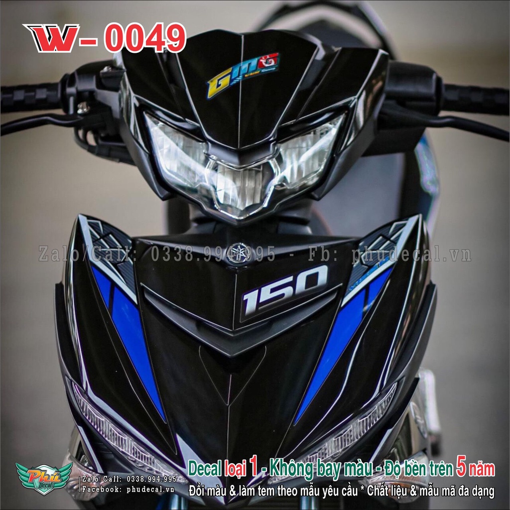 Tem rời Dán Xe Exciter 150 đen y15zr xanh (11)