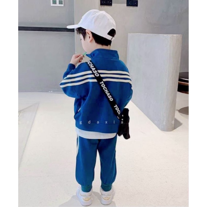 BỘ NKR KÉO KHÓA SỌC TRẮNG CHO BÉ TRAI 2 MÀU XANH VÀ ĐEN