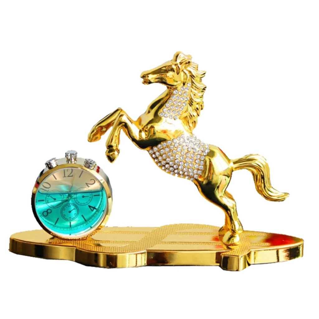 Tượng ngựa vàng nước hoa đính đá Pha lê trang trí nhà cửa hoặc đặt taplo ô tô