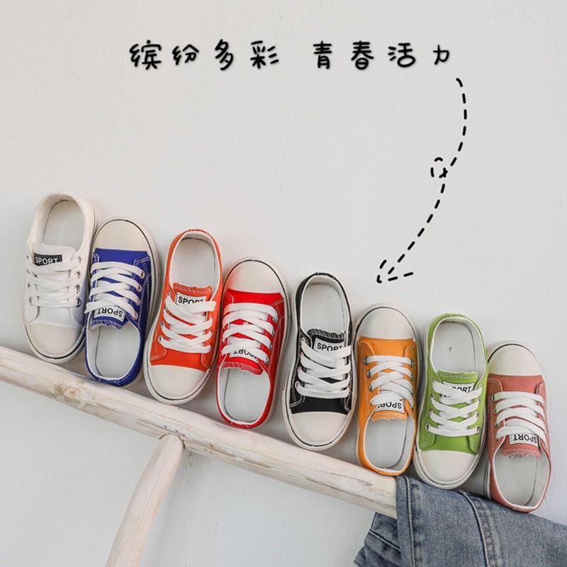 Giày Vải Canvas Kiểu Hàn Quốc Thiết Kế Xinh Xắn Cho Bé
