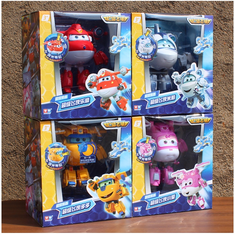 Super wings đồ chơi trẻ em đội bay siêu đẳng có âm thanh và đèn robot biến hình siêu cấp: Jett, Donnie, Dizzy Astra