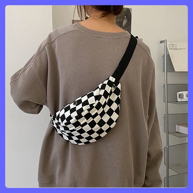 Túi chéo bao tử nam nữ đeo ngực hông họa tiết Caro sắc màu thời trang Hàn Quốc hottrend đi chơi chụp ảnh nổi bật