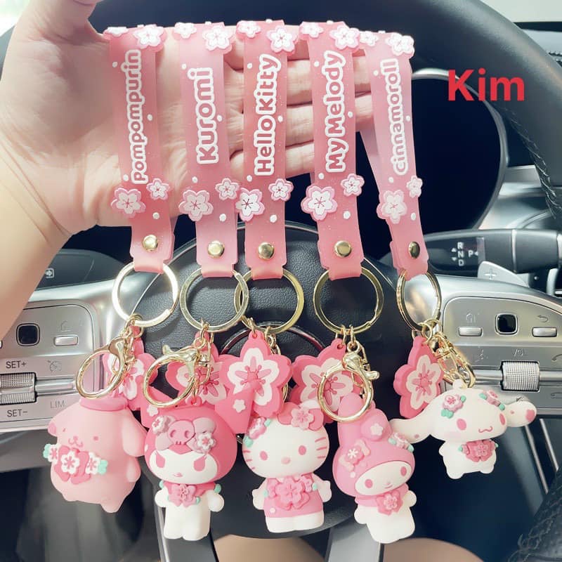 Móc Khóa Hình Búp Bê Hello Kitty Màu Hồng Dễ Thương