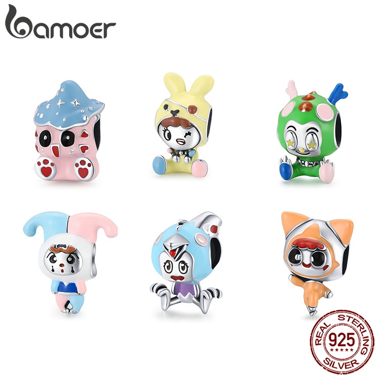 Hạt xỏ BAMOER Sc1939 bằng bạc 925 6 kiểu họa tiết hoạt hình dễ thương
