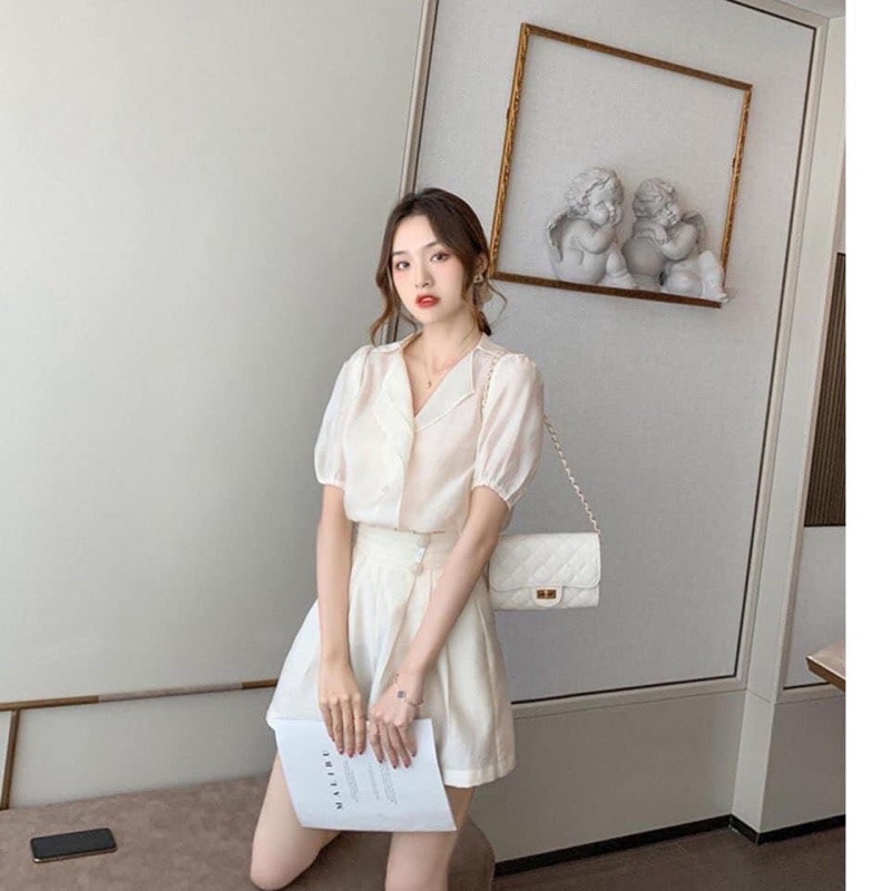 Set bộ sơ mi mix quần hàng QC xinh xắn