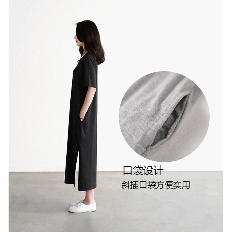 Váy thun cộc tay xẻ vạt sexy chất thun mát (Order) | BigBuy360 - bigbuy360.vn