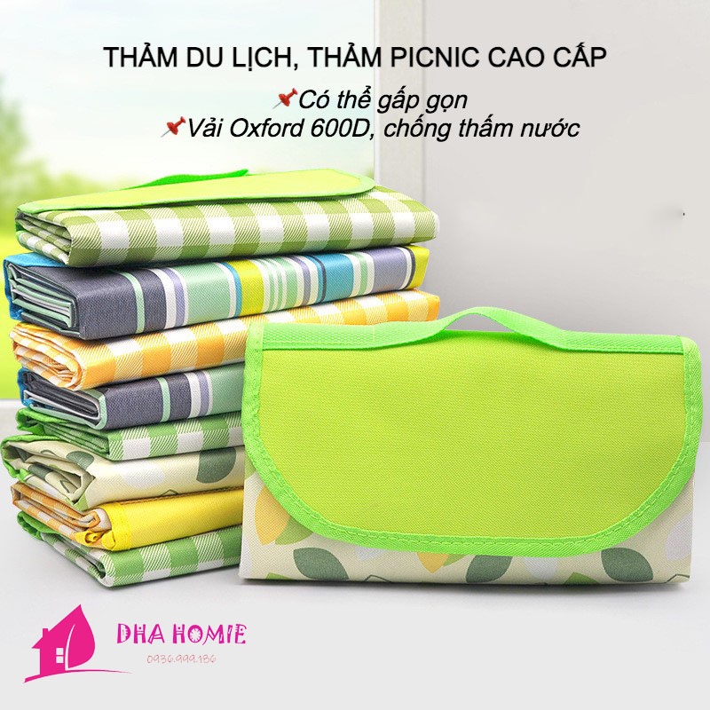 Thảm Dã Ngoại Picnic, Thảm Chống Thấm Nước Gấp Gọn Có Quai Xách Tiện Lợi - DHA HOMIE