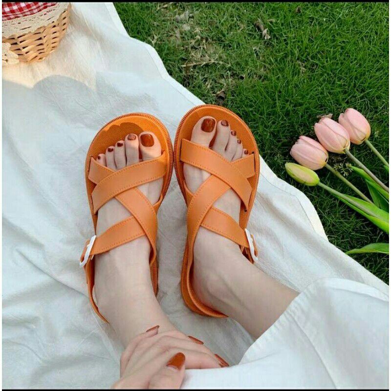 [SẴN TÍM 37 38/HỒNG 39] Sandal ulzzang đi học đơn giản siêu dễ thương/dép quai hậu