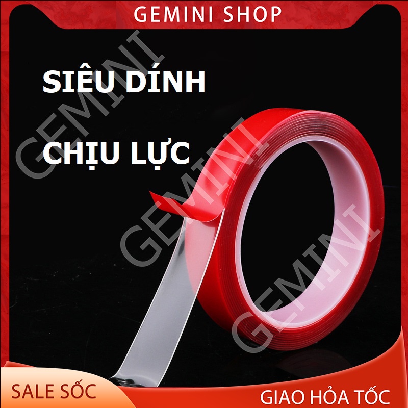 Băng dính 2 mặt dài 3 MÉT dán cường lực siêu gắn kết NGANG 10MM GEMINI SHOP