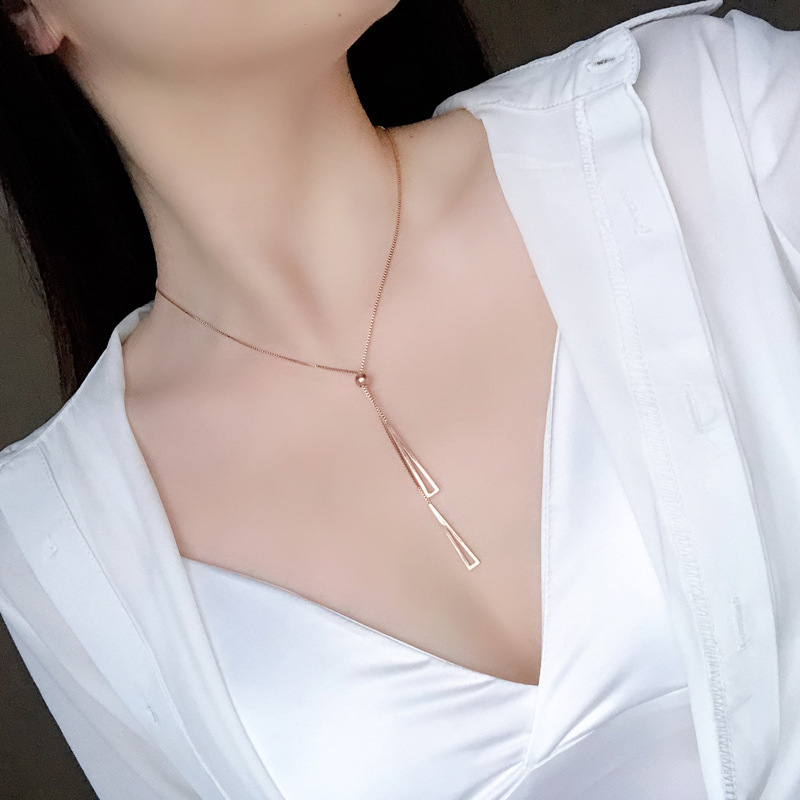 Vòng cổ MANYUE dáng dài mặt tam Giác phong cách Hàn Quốc thời trang