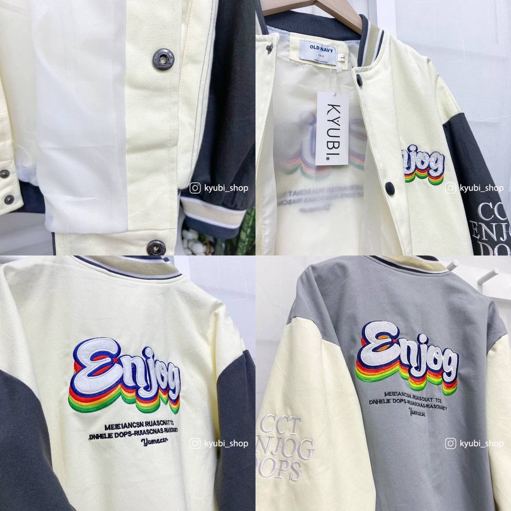 Áo khoác Kaki Ulzzang Kyubi Bomber Thêu Chữ Unisex Cá Tính [Nhiều Mẫu, Nhiều Size] - Kyubi Bomber Jacket AKK01