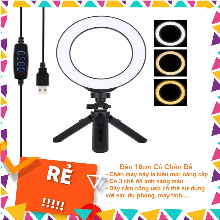 Đèn Led Livestream Size 16mm Giá Sỉ, Đèn Led 3 Mức Chỉnh Sáng Chuyên Nghiệp Hỗ Trợ Quay Video, Livestream, Chụp Ảnh