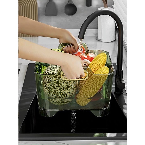 Chậu rửa rau củ quả có van xả nước dưới đáy sang trọng