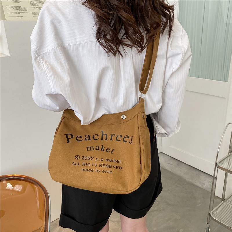 Túi Vải Canvas In Chữ Thiết Kế Mới Cỡ Lớn 2022 Thời Trang Xinh Xắn Cho Bạn Gái