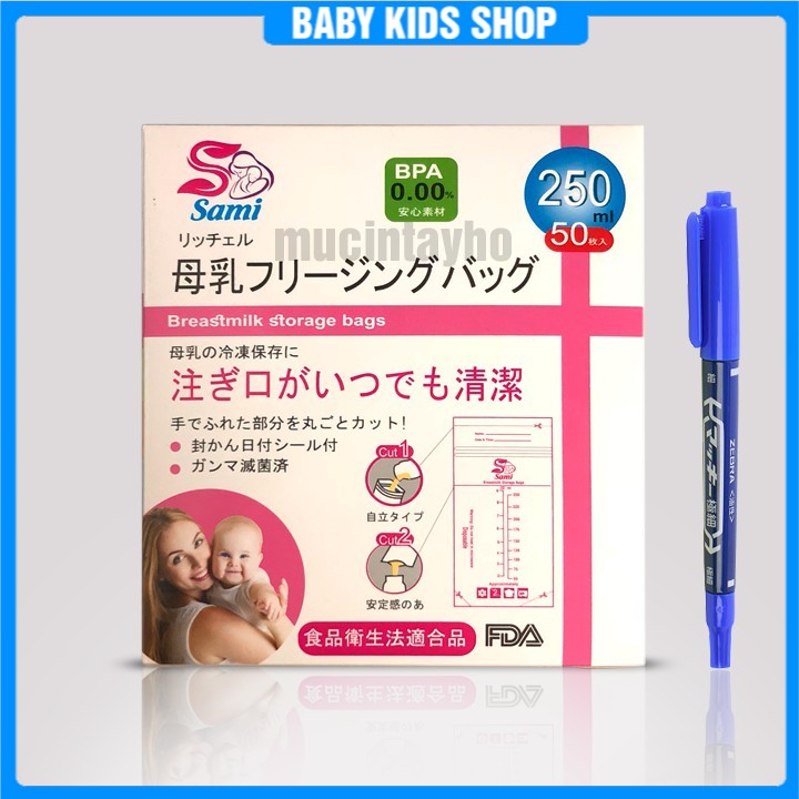 Túi trữ sữa Sami Nhật Bản 250ml - 50 túi