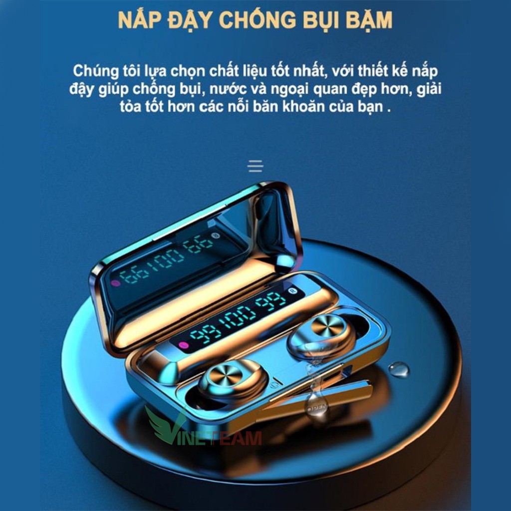 Tai nghe thể thao bluetooth F9-10 TWS không dây có nút cảm ứng chống nước tặng túi dây rút để đựng tiện lợi -dc4214