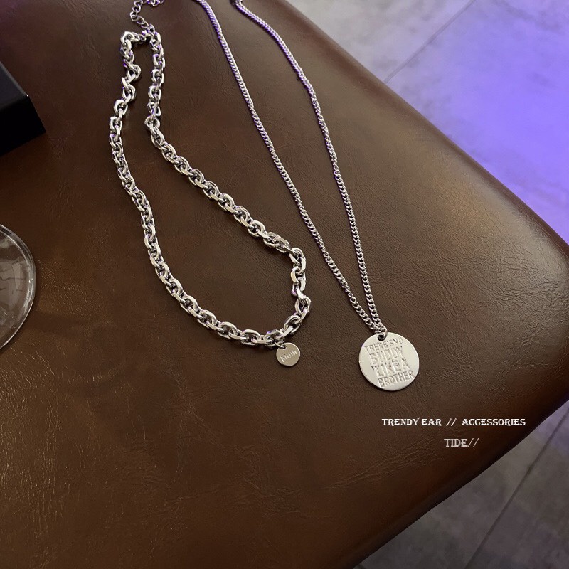 Dây Chuyền Chất Liệu Titan Không Gỉ Mặt Tròn Dạng Xích Cá Tính Nổi Bật Phong Cách Hip Hop Dobi DC1