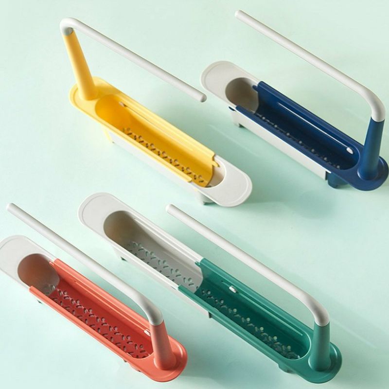 Khay nhựa đựng đồ rửa bát có thanh treo khăn