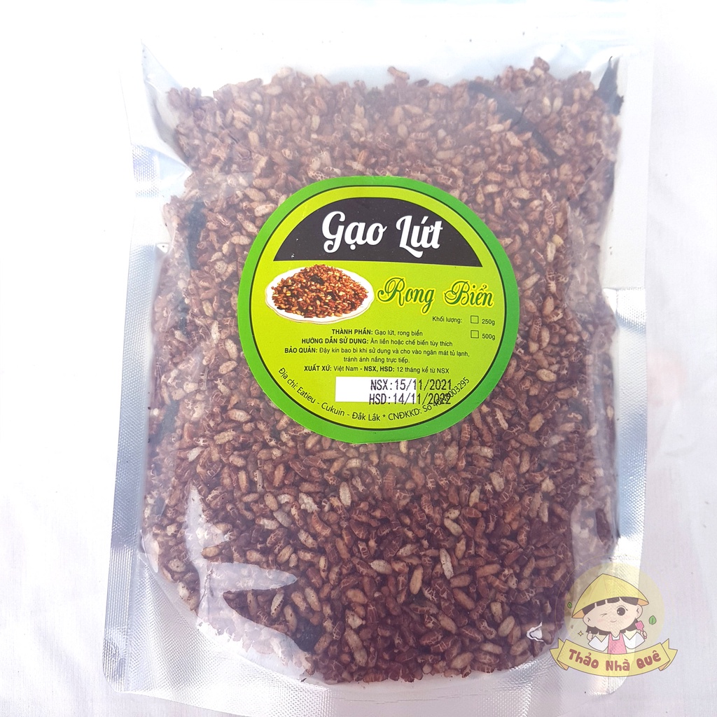 Gạo lứt huyết rồng sấy rong biển giòn ngon ăn liền 500g - Đồ ăn vặt ăn chay giảm cân healthy