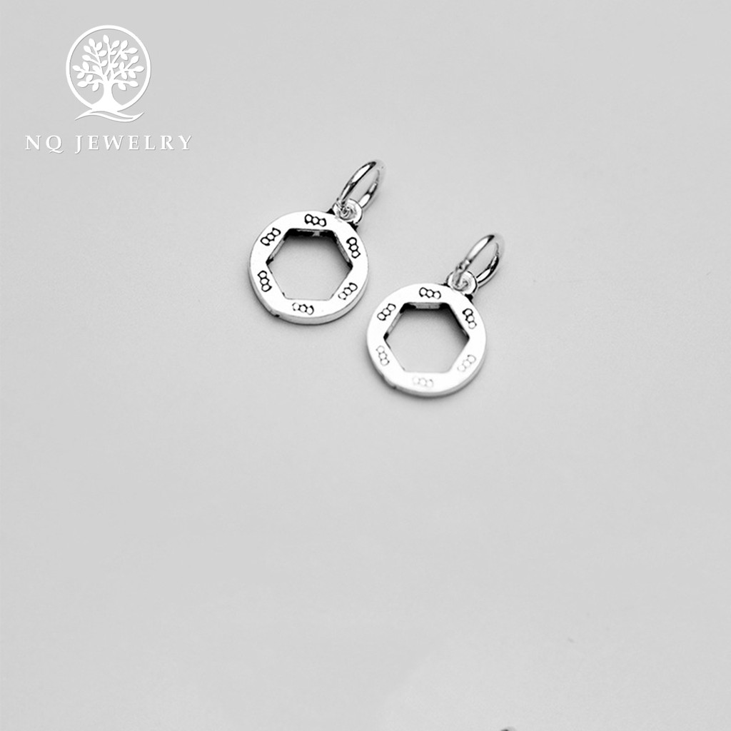 Charm bạc tròn lục giác treo - NQ Jewelry