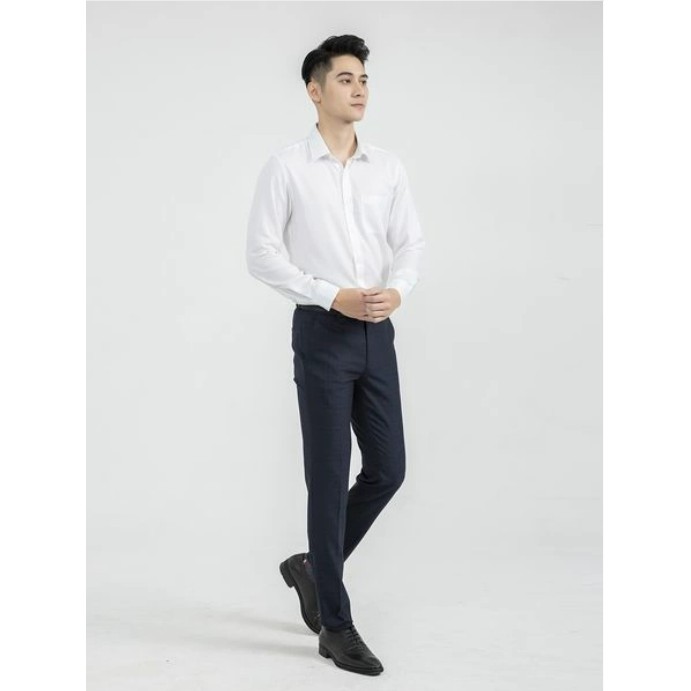 Quần tây nam Aristino quần âu nam màu xanh tím than 25 kẻ kiểu dáng slim fit polyeste cao cấp chính hãng ATR01001